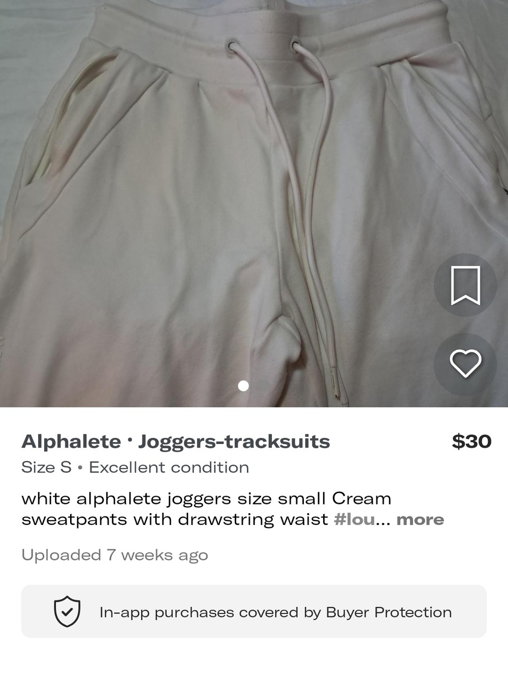 Alphalete Cream White Drawstring Joggers